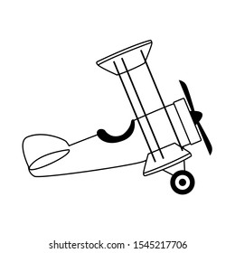 biplane icon over white background, vector illustration