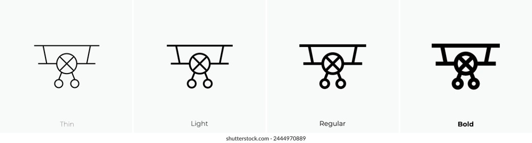 biplane icon. Thin, Light Regular And Bold style design isolated on white background