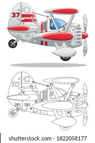 Biplane. Isolated on white background. Vector illustration.