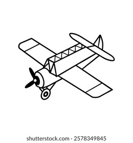 biplane of a line art vector