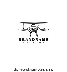 biplane Logo cute Symbol Design Vorlage schwarz moderne einzelne Vektorgrafik
