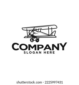 biplane logo icon and vector