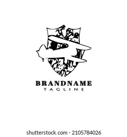 biplane logo simple icon design template black modern isolated vector illustration