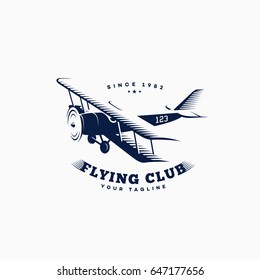 Biplane logo template design on a white background. Vector illustration.