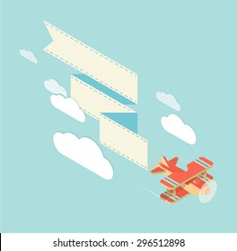 biplane with long banner for your text