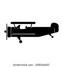 Biplane Vector Icon Illustration Silhouette