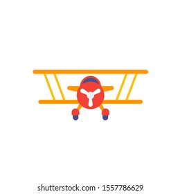 Biplane vector icon on white