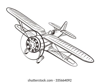 biplane,illustration in vintage style