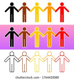 BIPOC. Black, indigenous, and people of color. Woman sign. Man icon. Symbol of protest against racism. A sign created for unity. Design graphic element is vector illustration in the EPS file format