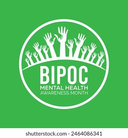 Bipoc mental health awareness month observed every year in July. Template for background, banner, card, poster with text inscription.