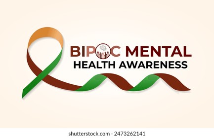 Bipoc Mental Health Awareness Month. It was created to bring awareness to the unique mental health. Banner poster, flyer and background design.