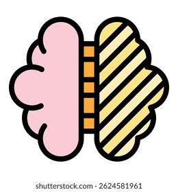 Bipolar brain icon. Outline bipolar brain vector icon color flat isolated