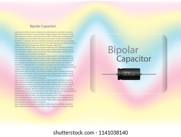 Bipolar capacitor diagram and text information pattern on glass banner,vector illustration design,eps10.