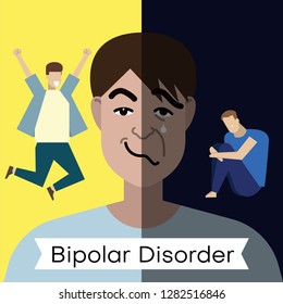 Bipolar Disorder Concept Young Man Double Stock Vector (Royalty Free ...