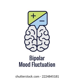 Bipolar Disorder or Depression BP Icon Set Showing Mental Health Symbols