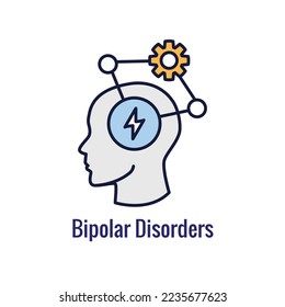 Trastorno bipolar o depresión Juego de iconos de BP que muestra los símbolos de salud mental