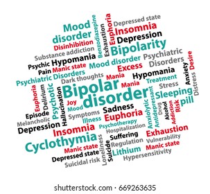 Bipolar disorder graphic vector background. Psychiatric disorder. Mental illness. Colorful tones.