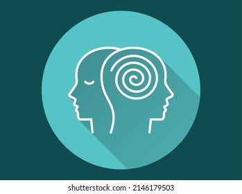 Bipolar disorder icon. Simple illustration with long shadow for graphic and web design.