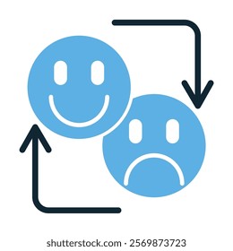 Bipolar Disorder Icon Vector Set, Flat Design Illustrations Depicting Mood Swings, Emotional Highs and Lows, Brain Health, and Mental Wellness for Therapy, Psychology