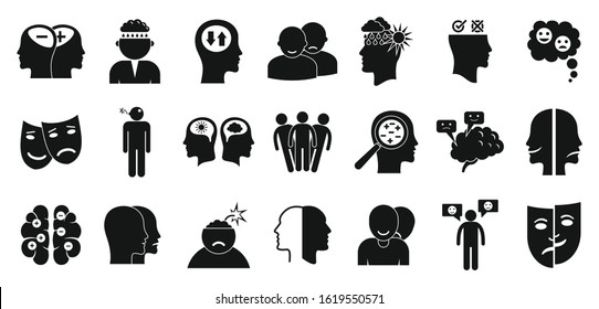 Bipolar disorder icons set. Simple set of bipolar disorder vector icons for web design on white background