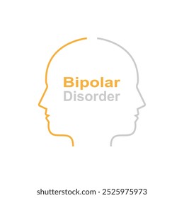 transtorno bipolar como faces lineares. conceito de personalidade dividida ou diagnóstico de esquizo e pessoa de dualidade. tendência plana simples esboço moderno homem logotipo desenho de arte gráfica isolado no fundo branco