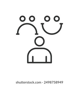 Bipolar disorder, in line design. Mental health, mood swings, depression, mania, bipolar symptoms, mental illness on white background vector. For the theme Bipolar disorder, editable stroke icon.