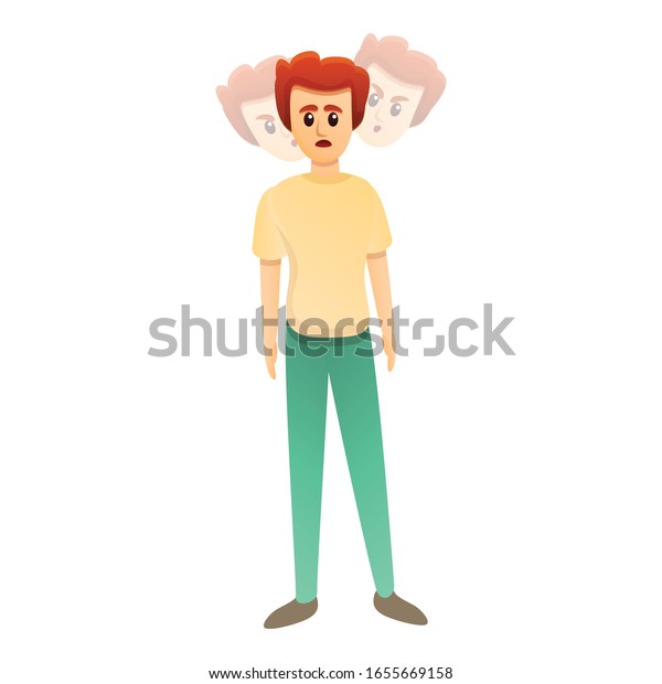 Bipolar disorder\
man icon. Cartoon of bipolar disorder man vector icon for web\
design isolated on white\
background