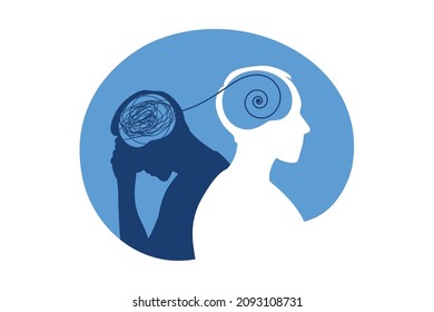 Bipolar disorder mind mental concept. Mood disorder. Dual personality. Mental health. Vector illustration. Flat