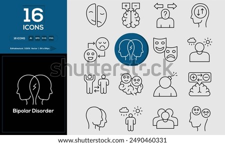 Bipolar Disorder Set of high-quality icons that are suitable for Sadness. And change your next projects with minimalist icon design, perfect for websites, mobile apps, books, social media