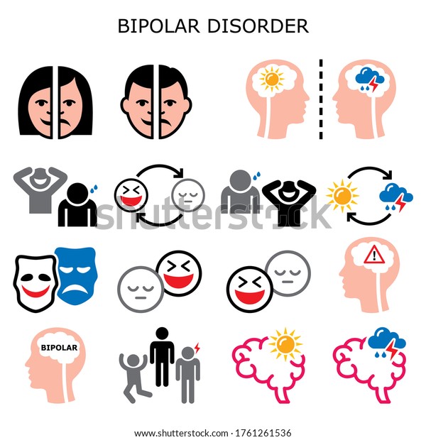 Bipolar Disorder Vector Color Icons Mental Stock Vector Royalty Free 1761261536