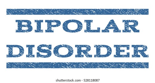 Bipolar Disorder watermark stamp. Text caption between horizontal parallel lines with grunge design style. Rubber seal cobalt blue stamp with unclean texture. Vector ink imprint on a white background.