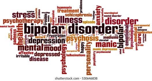Bipolar disorder word cloud concept. Vector illustration