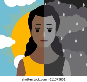 bipolar double personality mental disorder african girl woman cloudy and shiny sky