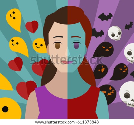 bipolar double personality mental disorder girl woman bad and good thoughs