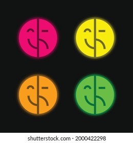 Icono de vector de neonato brillante bipolar de cuatro colores