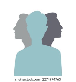  Bipolar mental disorder mental disorder. Double face. Split personality. Mood disorder concept. Psychology. mental health. Dual personality concept. Tangle and unravel