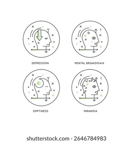 Mudanças De Humor Bipolar Depressão Neurodivergente Mania Saúde Mental Queda De Energia Vetor Minimalista Emoções Clipart Equilíbrio Altos Linha Baixa Arte Cérebro Química Distúrbio De Humor Disfunção Executiva
