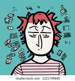 Bipolar Schizophrenia, Major Depression, Manic Depressive Disorder, Depression. Obsessive-Compulsive Disorder.
Post Traumatic Stress Disorder,
Panic Disorder. Illustration Vector Drawing Cartoon