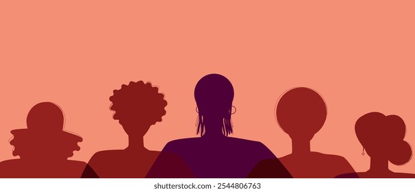 BIPOS people silhouette head isolated. Modern BIPOC community vector stock illustration. Concept black lives matter or black history month.  Silhouette copy space illustration with African people