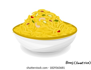 Biranj rice indian Sweet Dish Food Vector