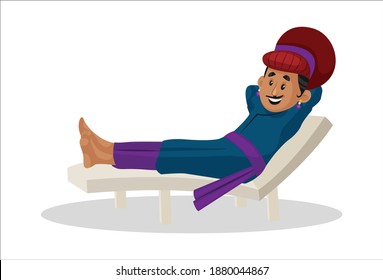 Ilustración gráfica vectorial. Birbal está descansando en una silla. Individualmente sobre un fondo blanco.
