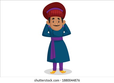 Birbal is smiling. Vector graphic illustration. Individually on a white background.