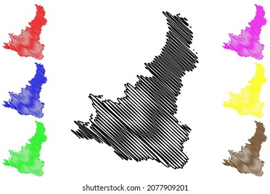 Birbhum District (West Bengal State, Republic Of India) Map Vector Illustration, Scribble Sketch Birbhum Map