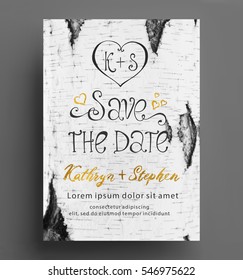 birch background flyer save the date vector illustration