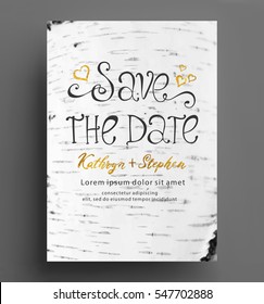 birch background flyer save the date vector illustration