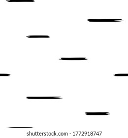 Birch bark texture. Seamless pattern with black shabby strokes, lines on white background. Ethnic background.  Vector illustration. Animal pattern. black and white
