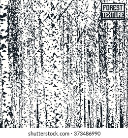 Birch forest texture as background on emblem or overlays on photo. Black and white  print