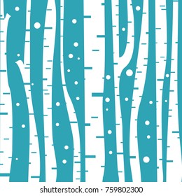 Birch forest vector background. Birch winter forest pattern. Background of trees