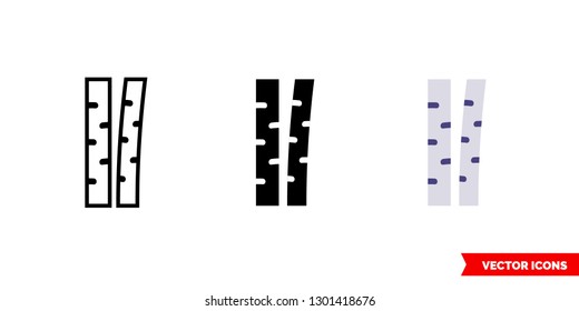 Birch icon of 3 types: color, black and white, outline. Isolated vector sign symbol.