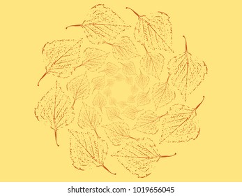 Birch Leaf. Beautiful Painted Birch Leaf Contour. Fallen Autumn Leaf. Birch Leaf for Wallpaper, Illustration, Postcard, Packaging Paper, Fabric, Card, Textile, Tile. Birch Foliage. Autumn.
